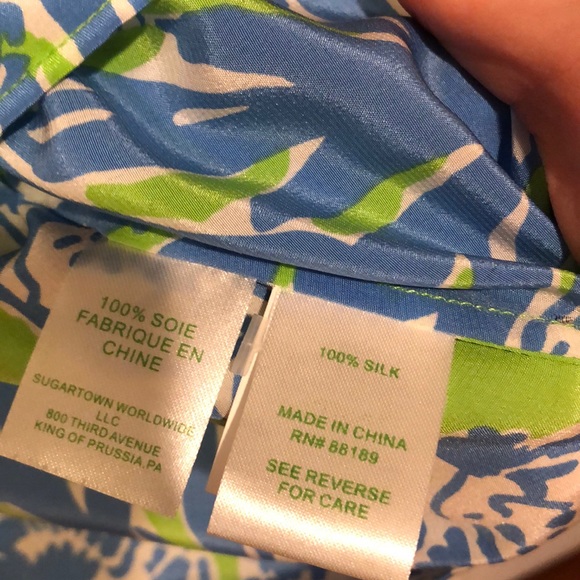 Lilly Pulitzer Elsa Silk Blouse Small Coral design - Picture 13 of 14